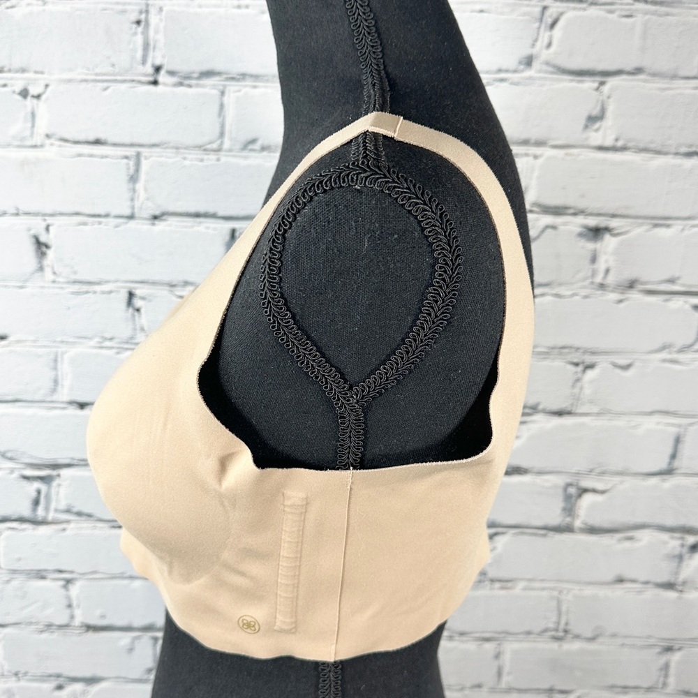 Honey Love Wireless Soft Form Bra Large Tan V Neck Smoothing Wide Strap Comfort - Picture 3 of 10